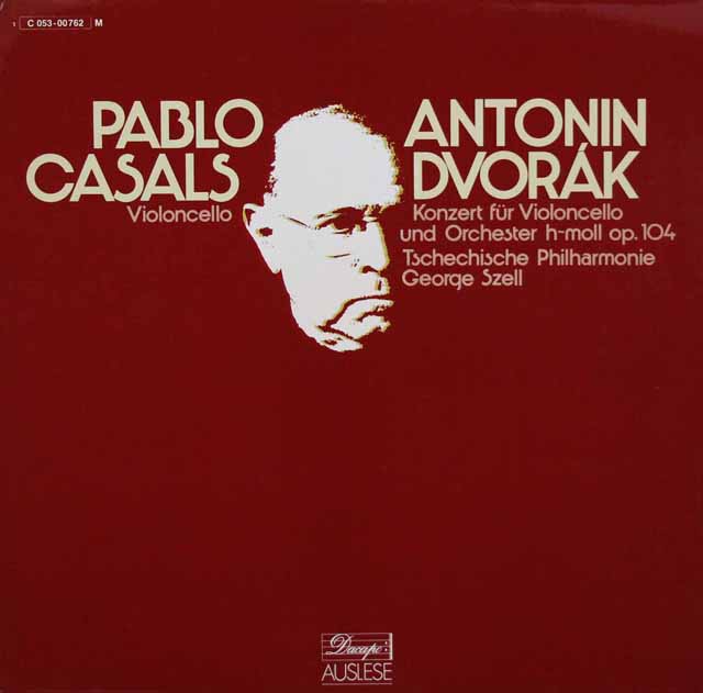 カザルス、セルのドヴォルザーク/チェロ協奏曲　独Dacapo-AUSLESE　3541　LP レコード