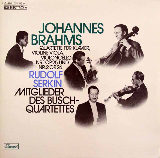 ゼルキン、ブッシュ四重奏団のブラームス/ピアノ四重奏曲第1&2番　独EMI　3541　LP レコード