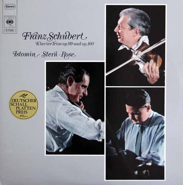 スターン、ローズ、イストミン・トリオのシューベルト/ピアノ三重奏曲第1、2番　独CBS　3541　LP レコード