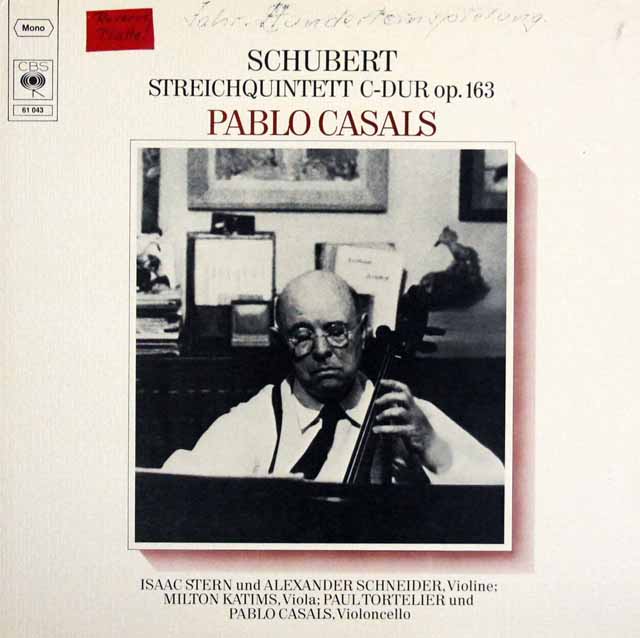 カザルス、スターン、シュナイダーらのシューベルト/弦楽五重奏曲　独CBS　3541　LP レコード