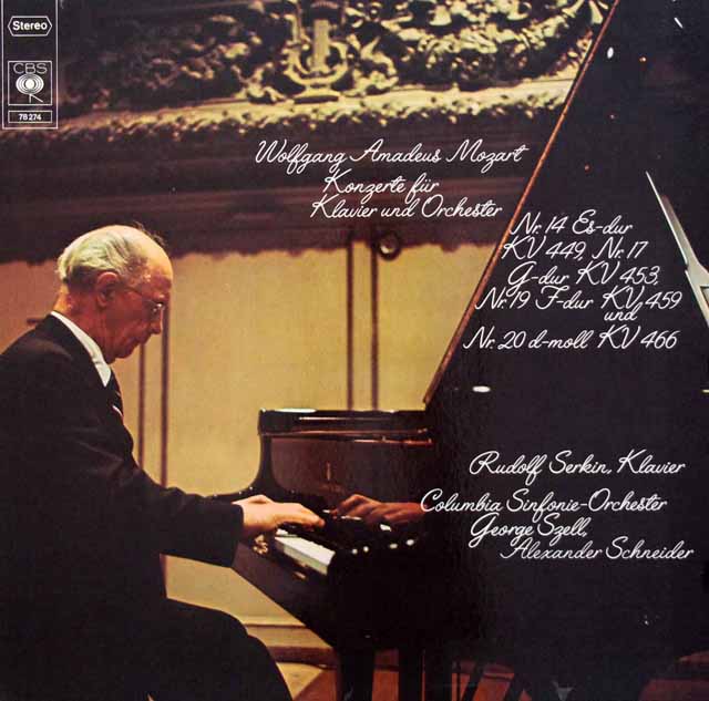 ゼルキン、セル、シュナイダーのモーツァルト/ピアノ協奏曲第14、17、19、20番　独CBS　3542　LP レコード