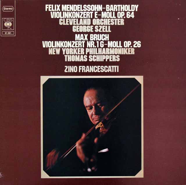 フランチェスカッティ、セルのメンデルスゾーン/ヴァイオリン協奏曲ほか　独CBS　3602　LP レコード