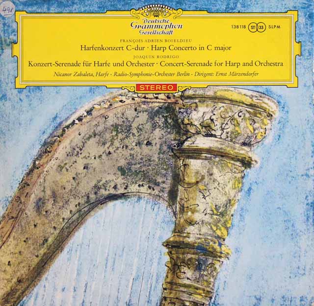 【赤ステレオ、独最初期盤】　サバレタのロドリーゴ/ハープと管弦楽のためのセレナード協奏曲　独DGG　3602　LP レコード