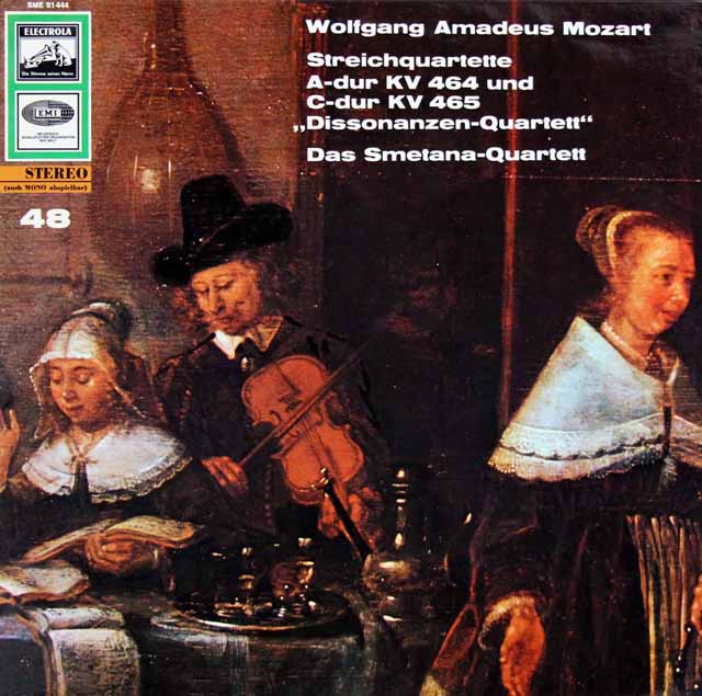スメタナ四重奏団のモーツァルト/弦楽四重奏曲第18、19番　独ELECTROLA　3603　LP レコード