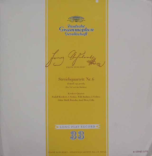 ケッケルト四重奏団のシューベルト/弦楽四重奏曲「死と乙女」　独DGG　3604　LP レコード
