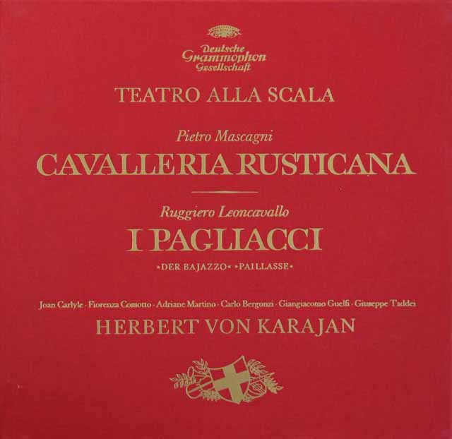 カラヤンの歌劇「カヴァレリア・ルスティカーナ」、「道化師」　独DGG　3604　LP レコード