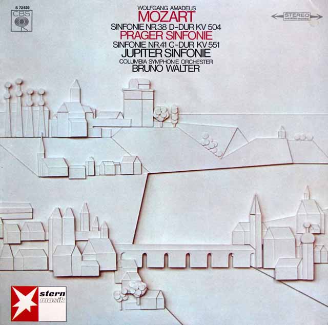 ワルターのモーツァルト/交響曲「プラハ」、「ジュピター」　独CBS　3606　LP レコード