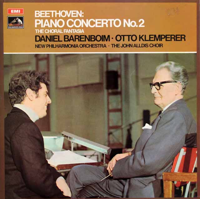 バレンボイム、クレンペラーのベートーヴェン/ピアノ協奏曲第2番、合唱幻想曲　英EMI　3607　LP レコード