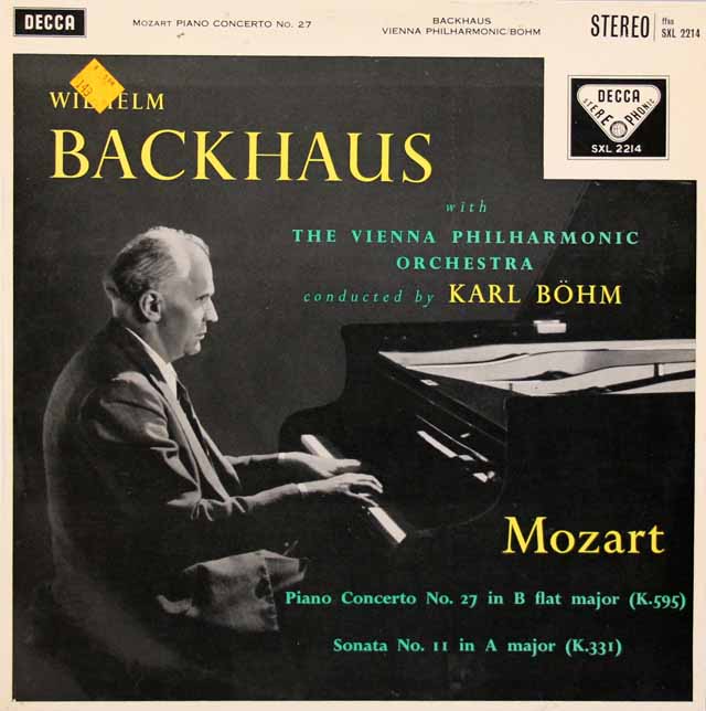 【オリジナル盤】　バックハウス、ベームのモーツァルト/ピアノ協奏曲第27番ほか　英DECCA　3607　LP レコード