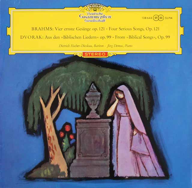 【赤ステレオ、独最初期盤】　フィッシャー=ディースカウのブラームス、ドヴォルザーク/歌曲集　独DGG　3607　LP レコード