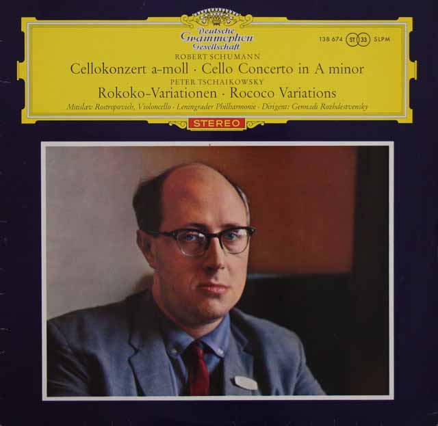 【赤ステレオ、独最初期盤】　ロストロポーヴィチのシューマン/チェロ協奏曲ほか  独DGG　3607　LP レコード