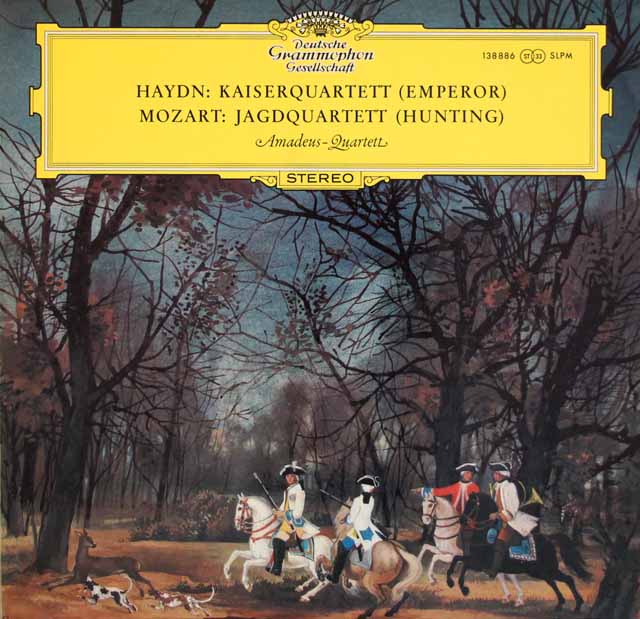アマデウス四重奏団のハイドン/「皇帝」、モーツァルト/「狩」　独DGG　3607　LP レコード