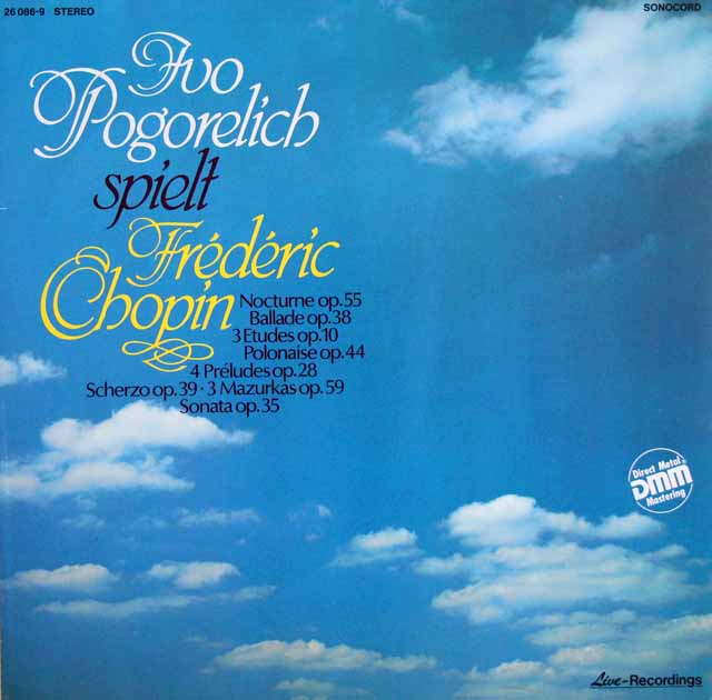 ポゴレリチ、ショパンを弾く　独SONOCORD　3607　LP レコード