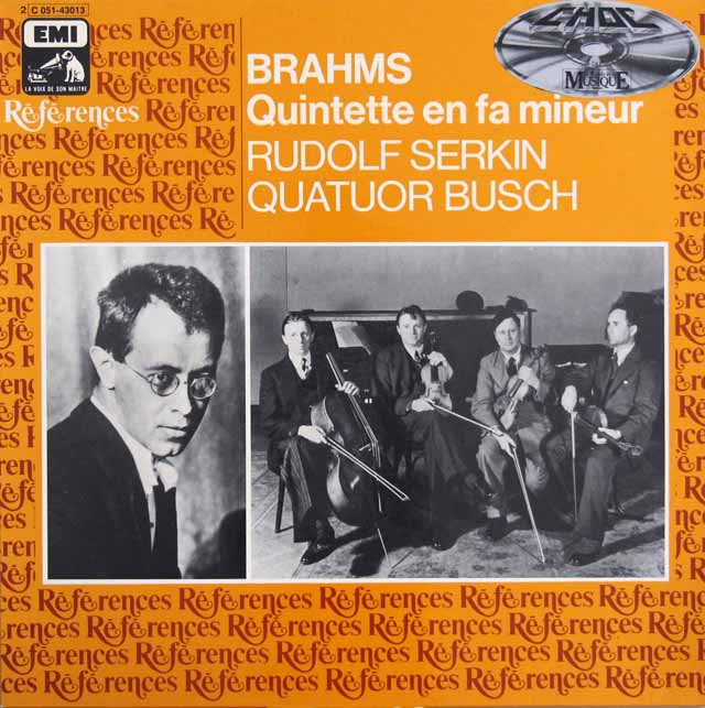 ゼルキン、ブッシュ四重奏団のブラームス/ピアノ五重奏曲　仏EMI(VSM)　3608　LP レコード