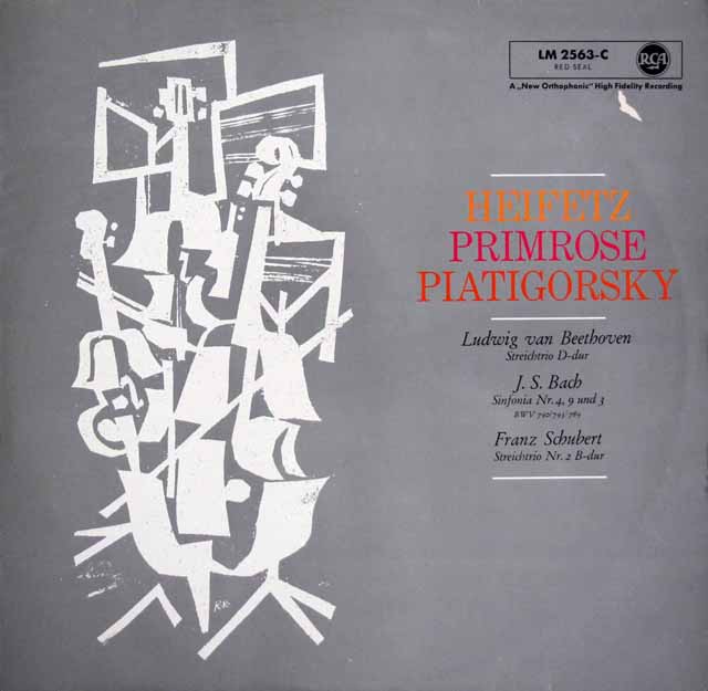 ハイフェッツ、ピアティゴルスキー、プリムローズのベートーヴェン/ピアノ三重奏曲第3番ほか　独RCA　3610　LP レコード