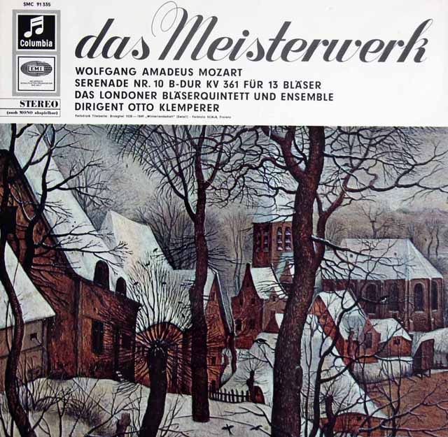 クレンペラーのモーツァルト/セレナード第10番「グラン・パルティータ」　独Columbia　3610　LP レコード