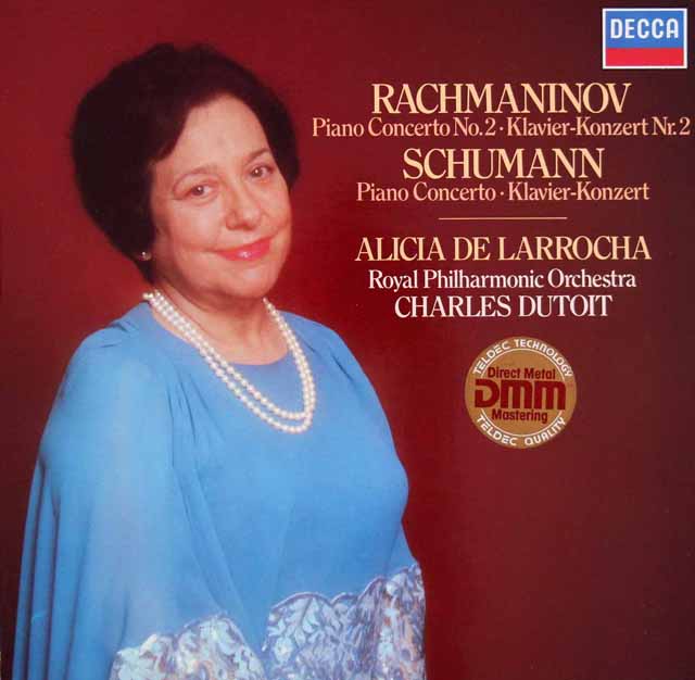 ラローチャ、デュトワのラフマニノフ、シューマン/ピアノ協奏曲集　独DECCA　3612　LP レコード