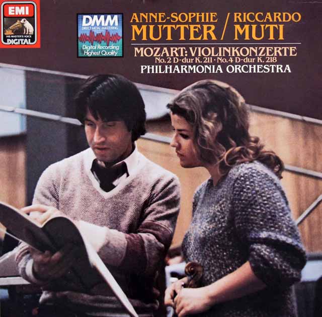 ムター、ムーティのモーツァルト/ヴァイオリン協奏曲第2、4番　独EMI　3614　LP レコード