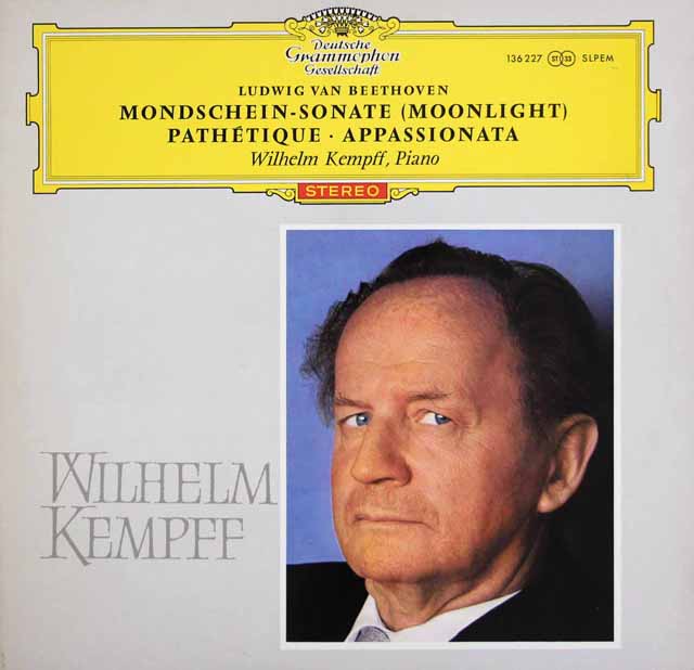 【赤ステレオ/独最初期盤】　ケンプのベートーヴェン/ピアノソナタ「月光」、「悲愴」、「熱情」　独DGG　3614　LP レコード