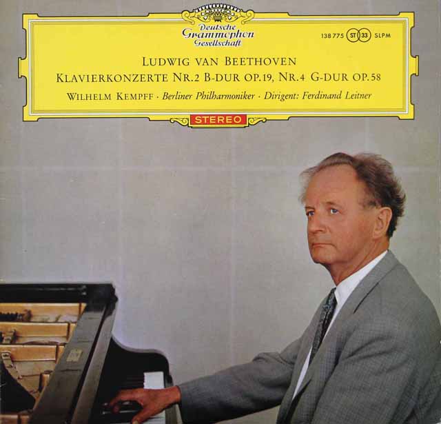 【赤ステレオ、独最初期盤】　ケンプ、ライトナーのベートーヴェン/ピアノ協奏曲第2、4番　独DGG　3615　LP レコード