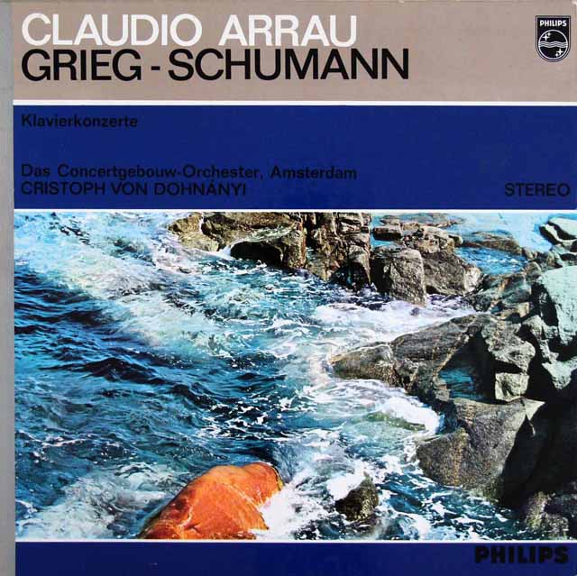 アラウ、ドホナーニのグリーグ、シューマン/ピアノ協奏曲集　蘭PHILIPS　3616　LP レコード
