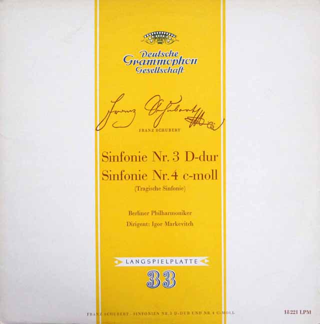 マルケヴィチのシューベルト/交響曲第3番、第4番「悲劇的」　独DGG　3617　LP レコード