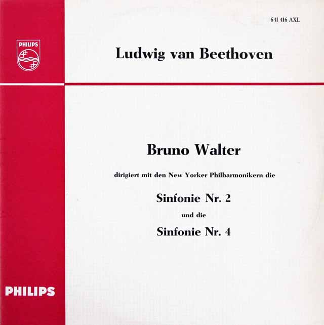 ワルターのベートーヴェン/交響曲第2、4番　独PHILIPS　3618　LP レコード