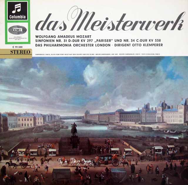 クレンペラーのモーツァルト/交響曲第31番「パリ」&第34番　独Columbia　3618　LP レコード