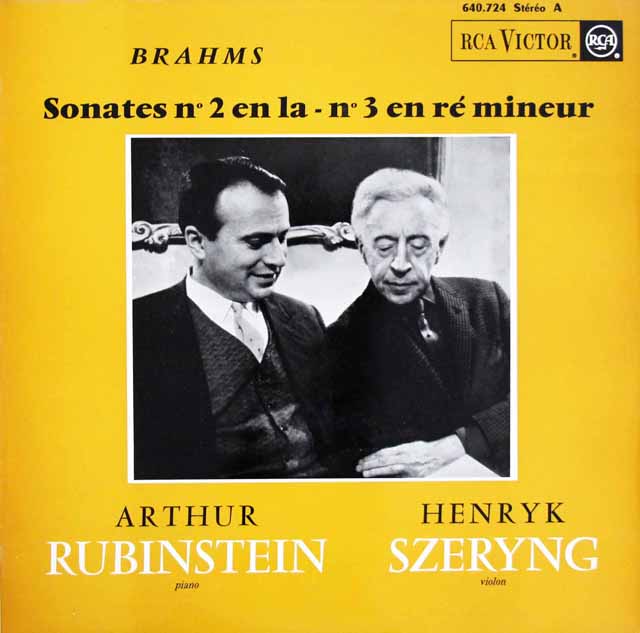 シェリング、ルービンシュタインのブラームス/ヴァイオリンソナタ第2、3番　仏RCA　3619　LP レコード