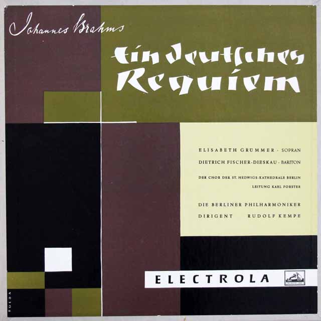 ケンペのブラームス/ドイツ・レクイエム　独ELECTROLA（EMI）　3619　LP レコード