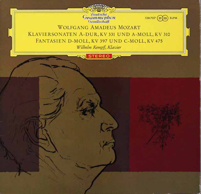 【赤ステレオ、独最初期盤】　ケンプのモーツァルト/ピアノ・ソナタ第8、11番ほか　独DGG　3621　LP レコード