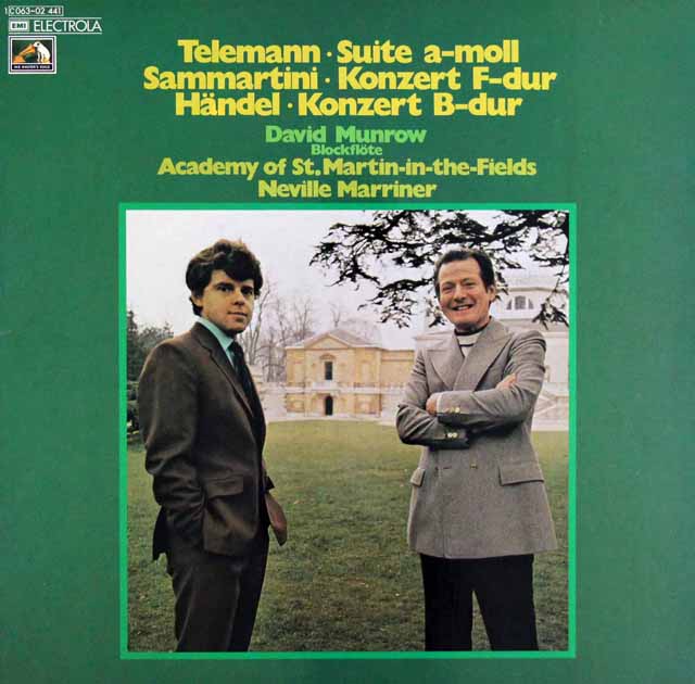 マンロウ、マリナーのテレマン/リコーダーと弦楽のための組曲 ほか　独EMI　3622　LP レコード