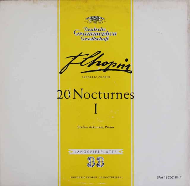 アスケナーゼのショパン/20の夜想曲集　独DGG　3623　LP レコード