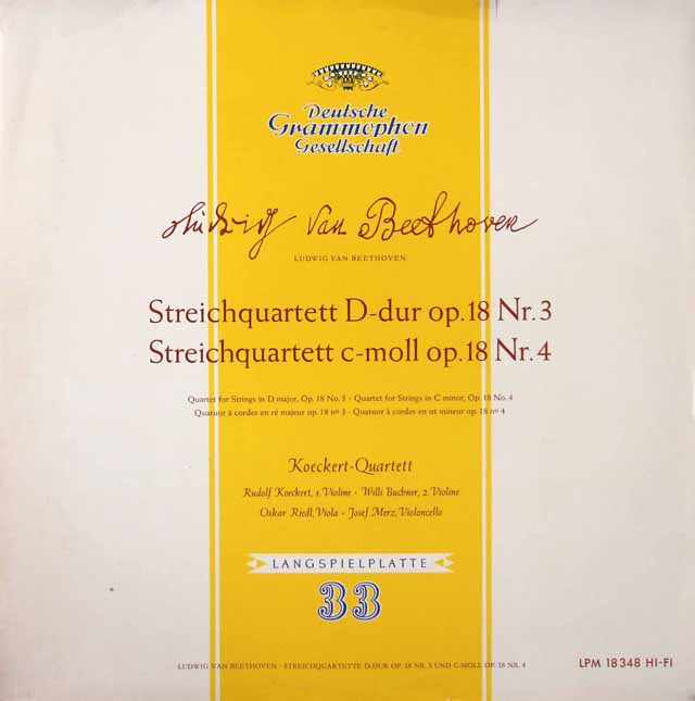 ケッケルト四重奏団のベートーヴェン/弦楽四重奏曲第3、4番　独DGG　3624　LP レコード