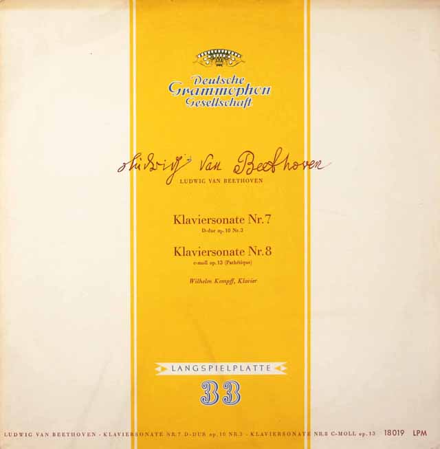 ケンプのベートーヴェン/ピアノソナタ第7、8番　独DGG　3624　LP レコード