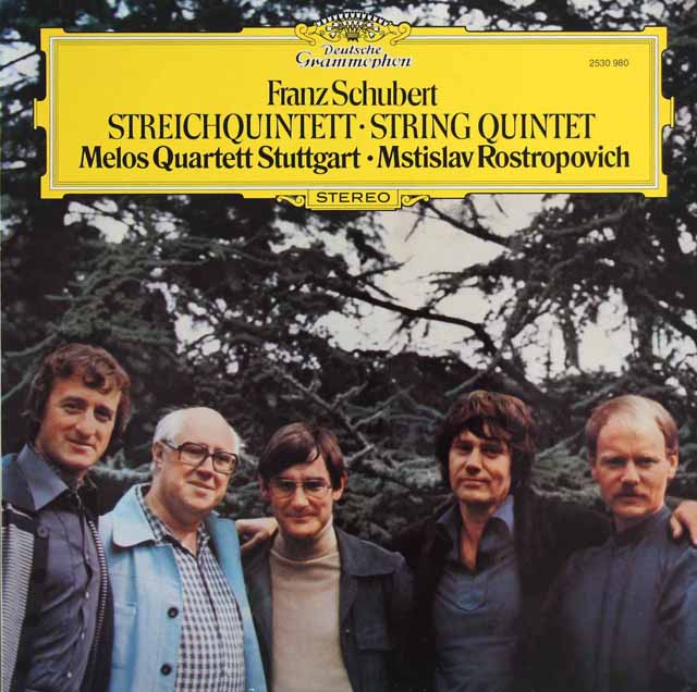 ロストロポーヴィチ、メロス四重奏団のシューベルト/弦楽五重奏曲　独DGG　3625　LP レコード