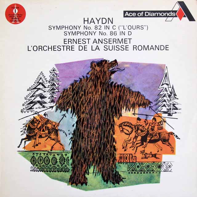 アンセルメのハイドン/交響曲第82番「熊」&第86番　英DECCA (Ace of Diamonds)　3626　LP レコード