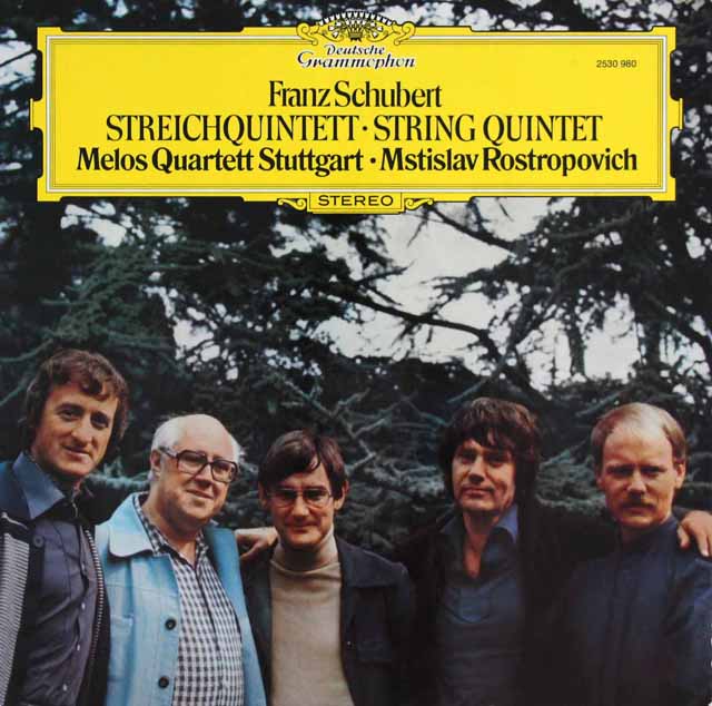 ロストロポーヴィチ、メロス四重奏団のシューベルト/弦楽五重奏曲　独DGG　3627　LP レコード
