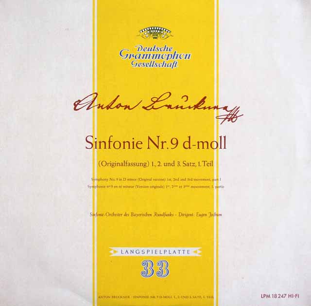 【モノラル】　ヨッフムのブルックナー/交響曲第9番ほか　独DGG　3628　LP レコード