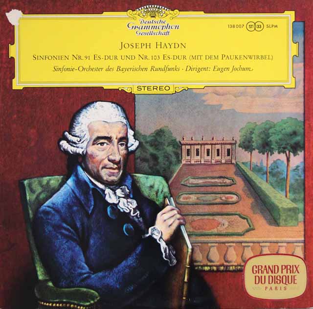 【独最初期盤】　ヨッフムのハイドン/交響曲第91、103番「太鼓連打」　独DGG　3629　LP レコード