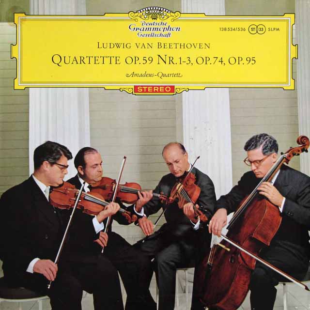 【赤ステレオ、独最初期盤】　アマデウス四重奏団のベートーヴェン/中期弦楽四重奏曲集　独DGG　3629　LP レコード