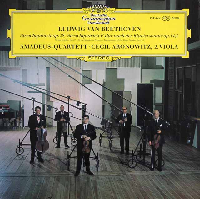 アマデウス四重奏団、アロノヴィッツのベートーヴェン/弦楽五重奏曲ハ長調ほか　独DGG　3629　LP レコード