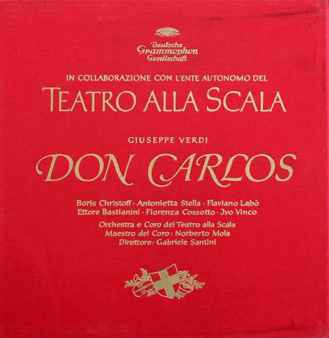 サンティーニのヴェルディ/歌劇「ドン・カルロ」全曲　独DGG　3629　LP レコード