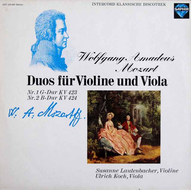 ラウテンバッハー、コッホのモーツァルト/ヴァイオリンとヴィオラのための二重奏曲第1、2番　独SAPHIR　3630　LP レコード