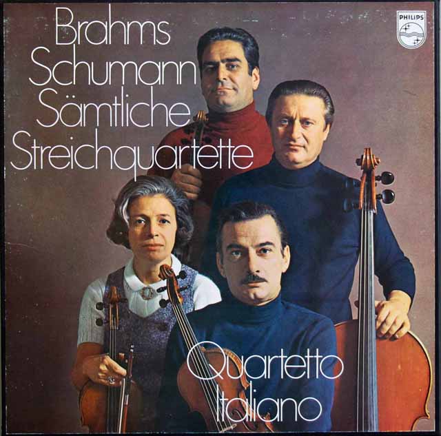 イタリア四重奏団のブラームス&シューマン/弦楽四重奏曲集　蘭PHILIPS  3630　LP レコード