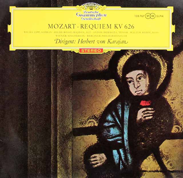 【赤ステレオ、独最初期盤】　カラヤンのモーツァルト/レクイエム　独DGG　3631　LP レコード