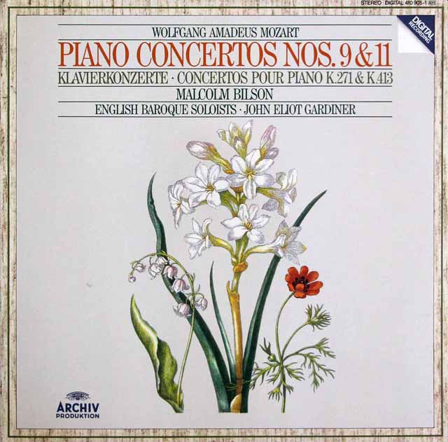 ビルソン、ガーディナーのモーツァルト/ピアノ協奏曲第9、11番　独ARCHIV　3631　LP レコード