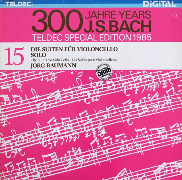 イェルク・バウマンのバッハ/無伴奏チェロ組曲全集 　独TELEFUNKEN　3632　LP レコード