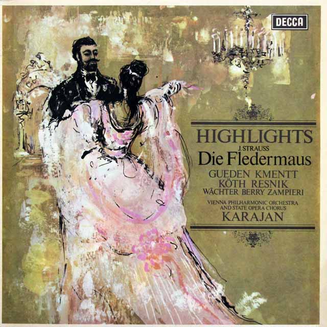 カラヤンのJ.シュトラウス2世/「こうもり」抜粋　英DECCA　3634　LP レコード
