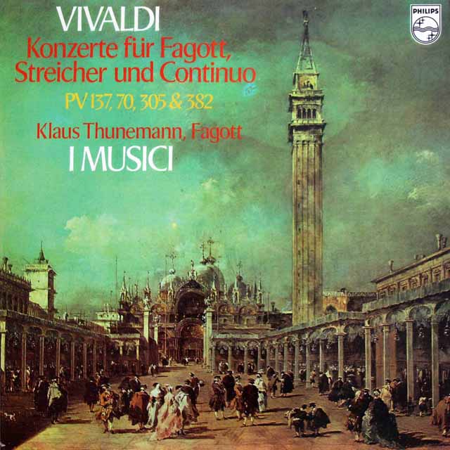 トゥーネマン、イ・ムジチのヴィヴァルディ/ファゴットのための協奏曲集　蘭PHILIPS　3634　LP レコード